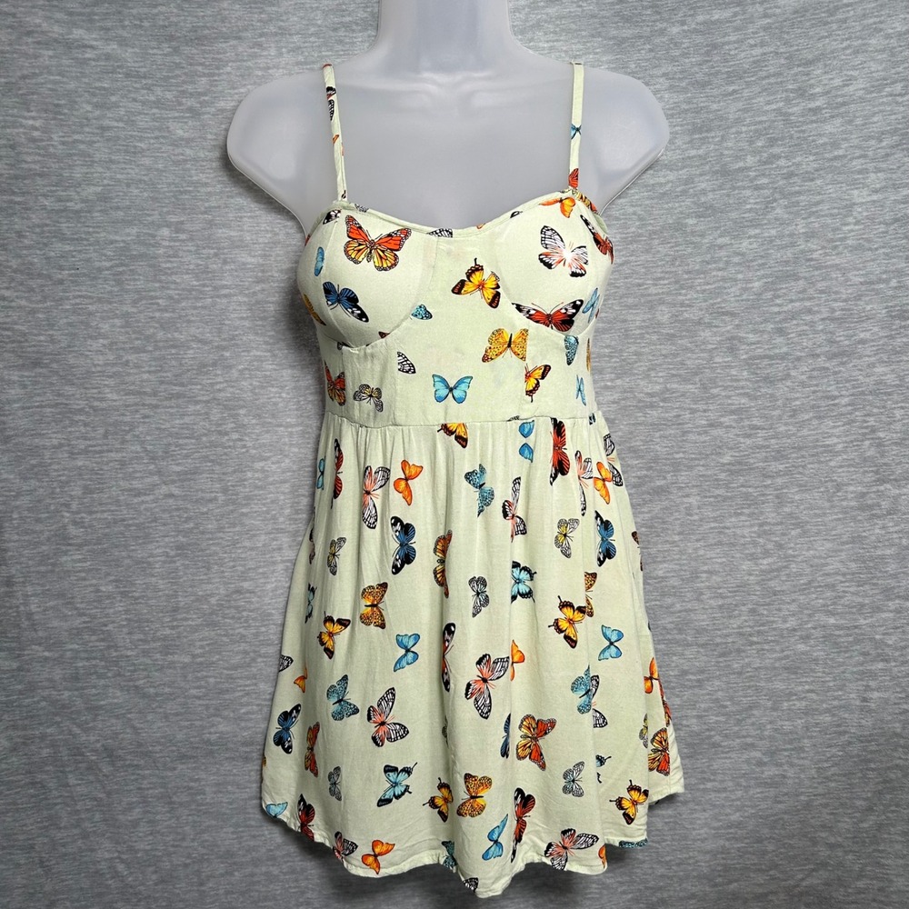 Jolie & Joy Butterfly Mini Dress Womens‎ Small Green Y2K Gardencore Feminine